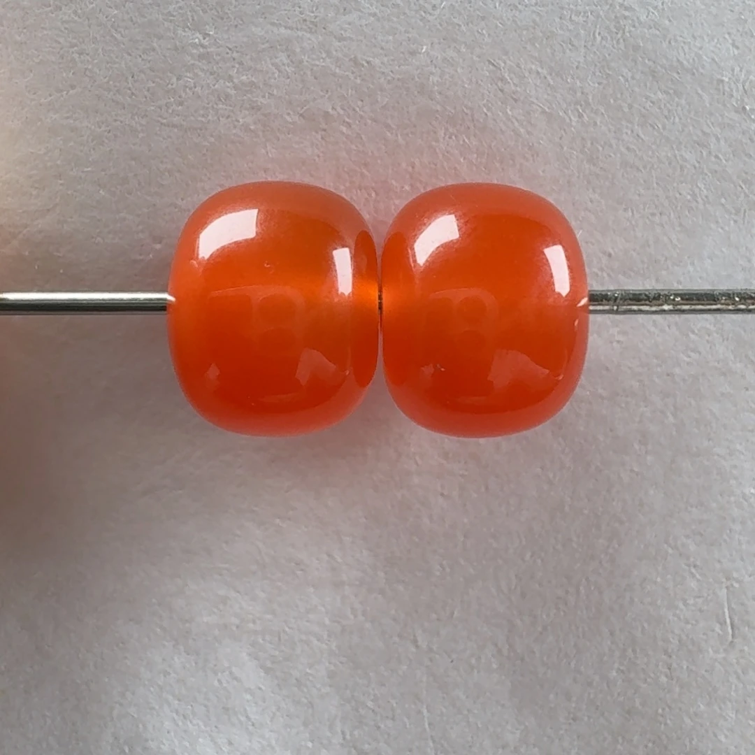 南红玛瑙未镶嵌老型对珠8.7*6.7