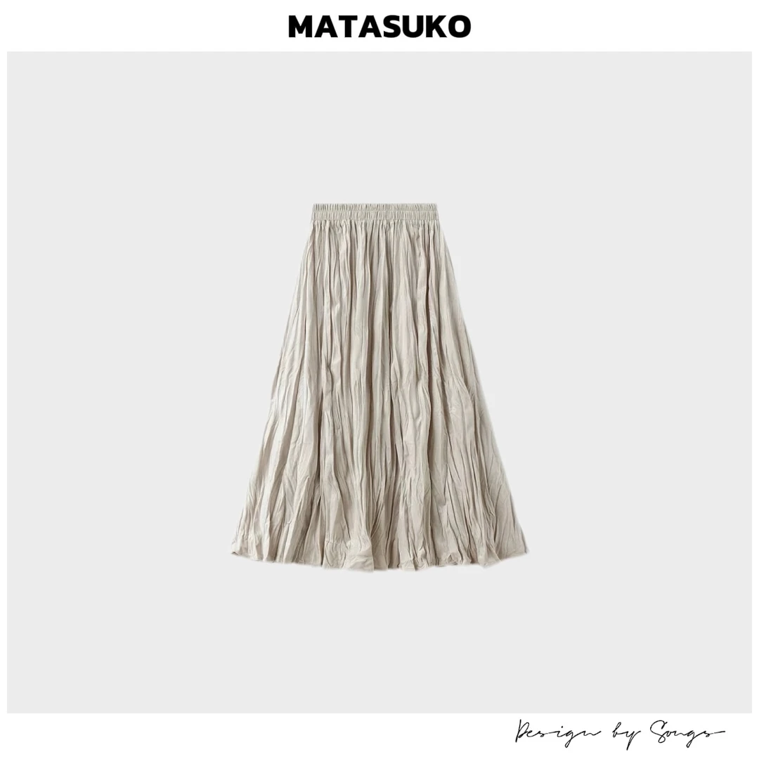 Matasuko 趣味两穿 80天丝面料 平纹手工捏褶半身裙