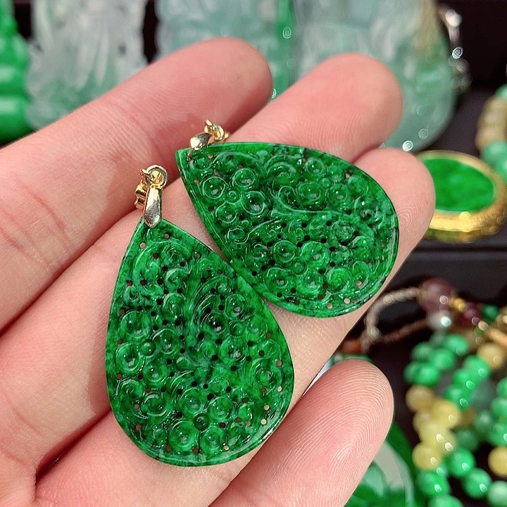 翡翠未镶嵌耳饰A货