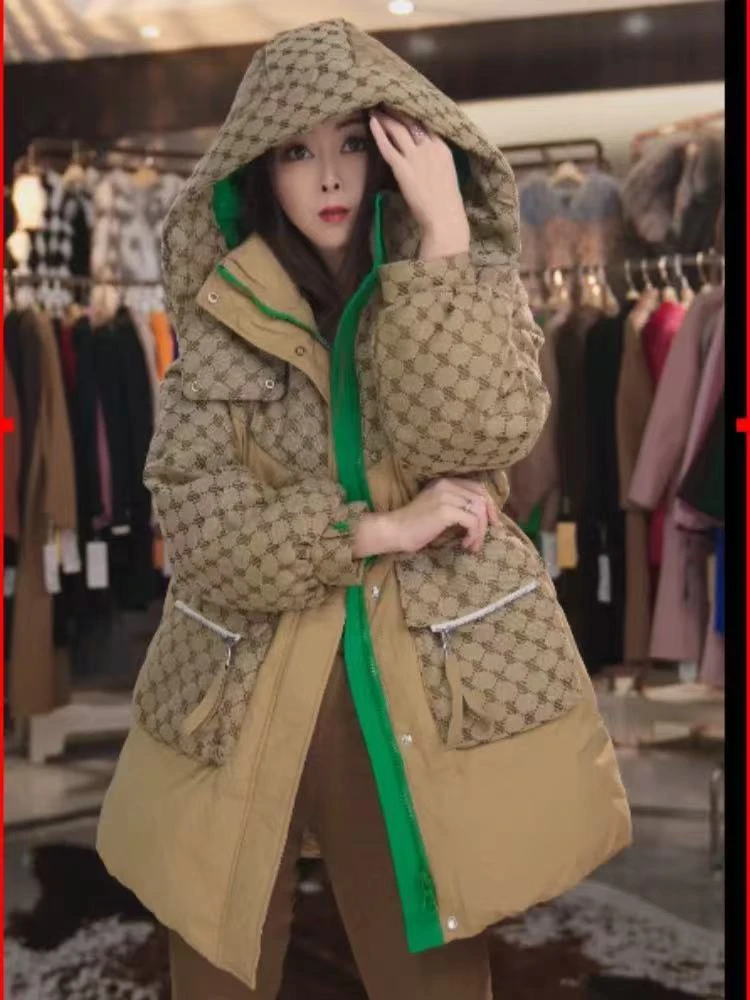 新款高端卡其冬季羽绒服时尚保暖立领百搭外套女款2258