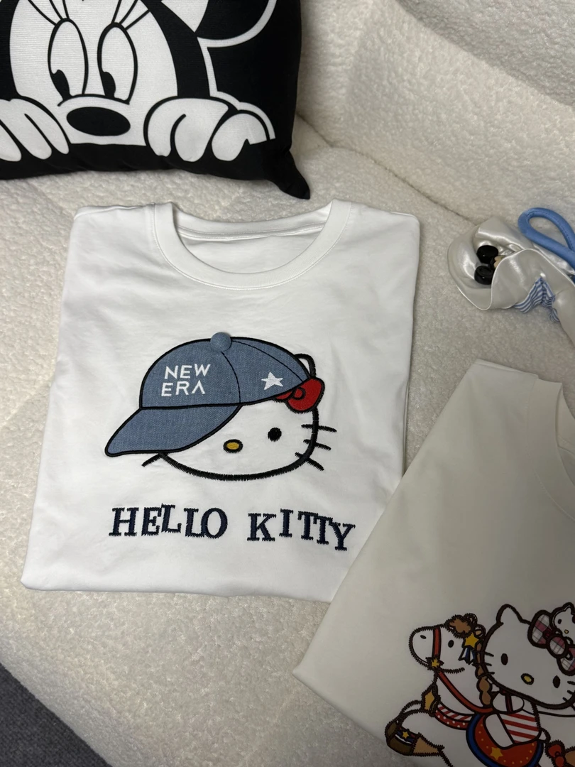 BLX--372（深圳南油出品）新款小众设计款牛仔拼接kitty刺绣上衣