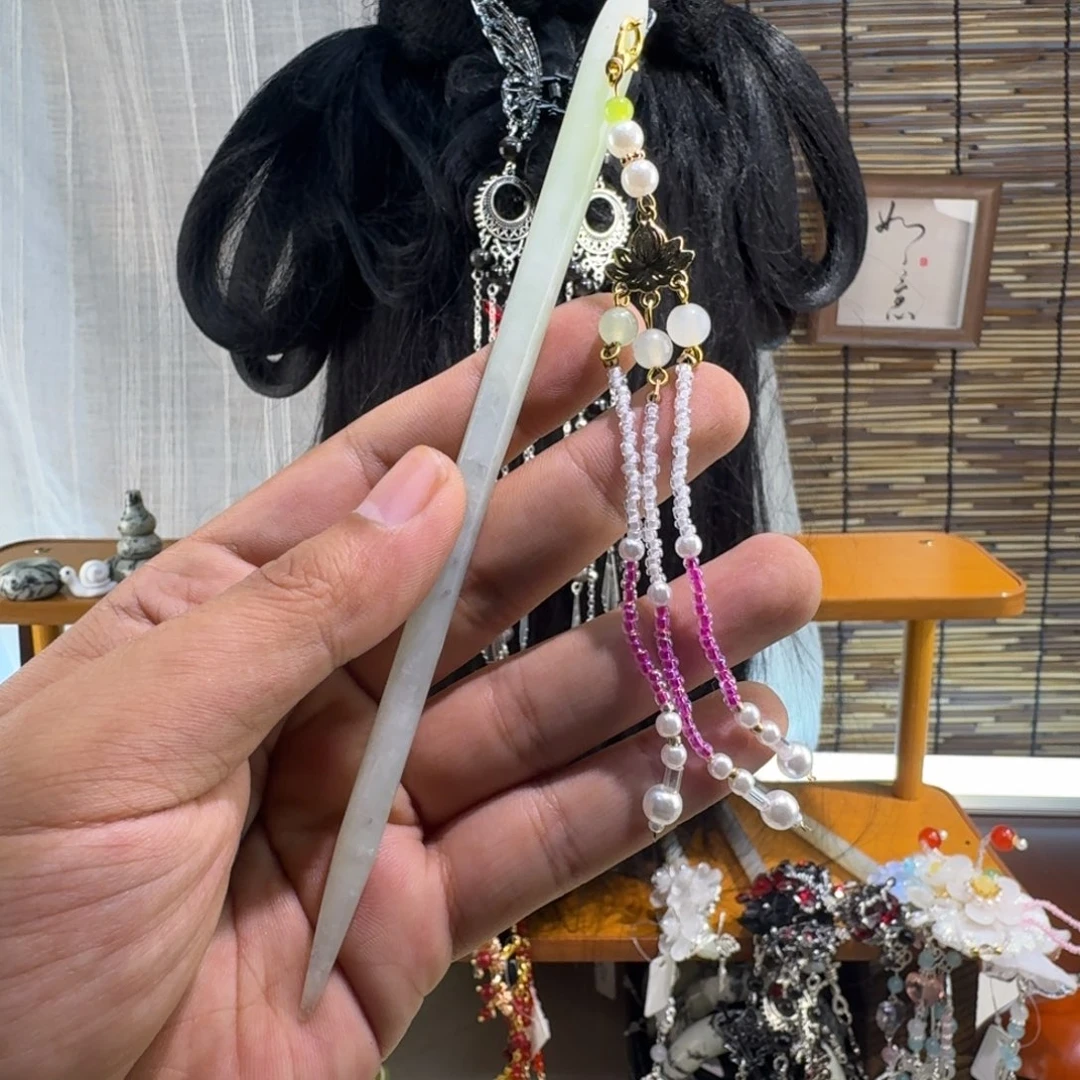 蛇纹石玉合金发饰