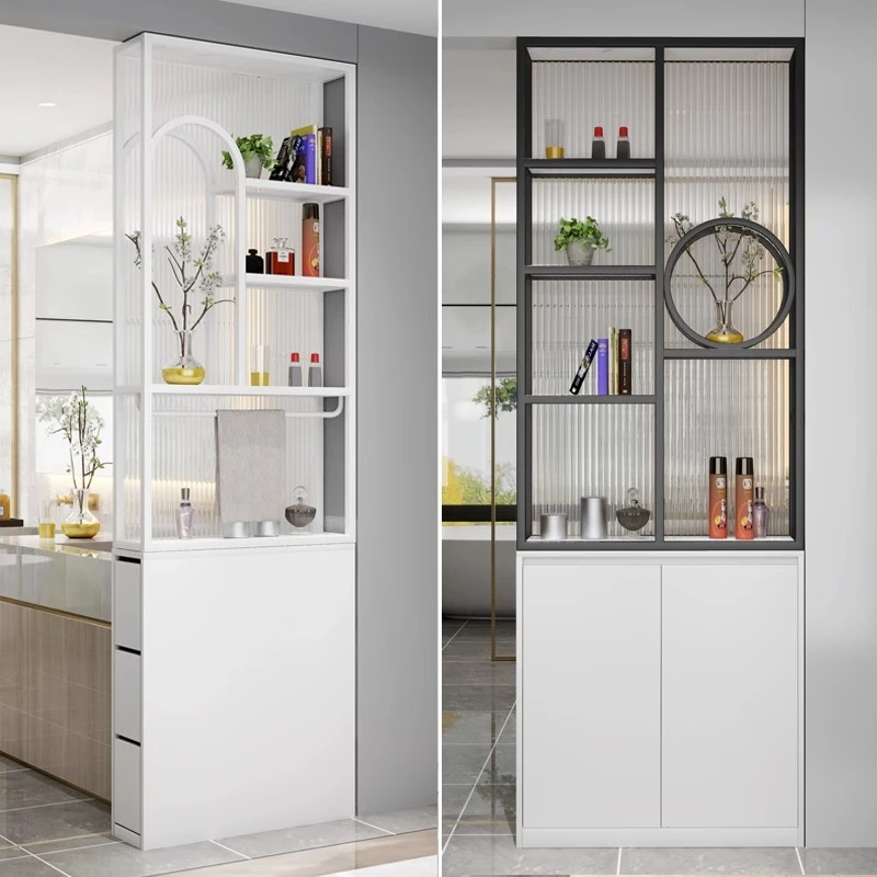 卫生间半墙屏风隔断浴室简约长虹玻璃防水蜂窝铝干湿区洗手台边柜