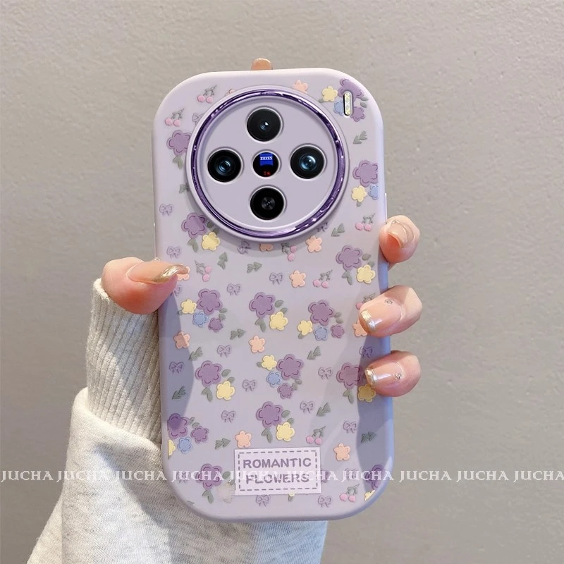 多彩花朵适用vivox300新款手机壳液态硅胶x300pro高级感全包防摔