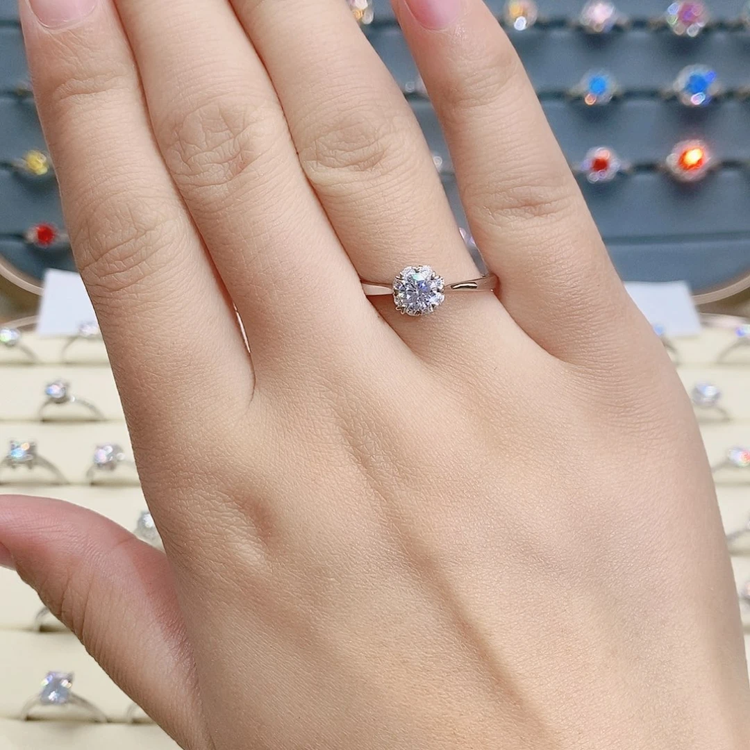 925银合成碳硅石八围一心18圈口