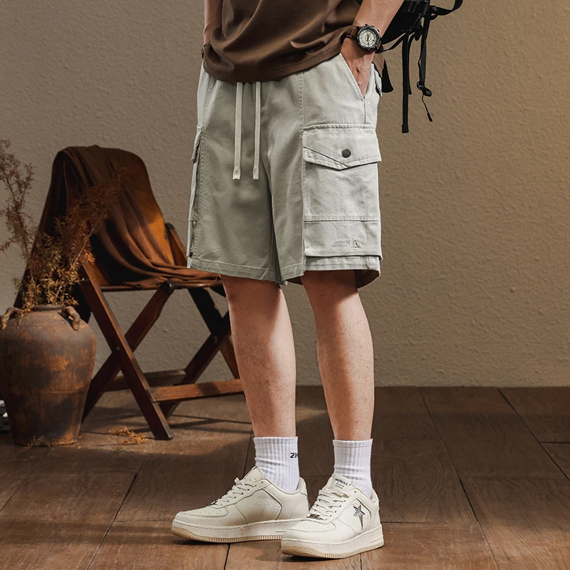 美式工装短裤男夏季新款潮牌复古多口袋直筒五分裤男士休闲中裤子