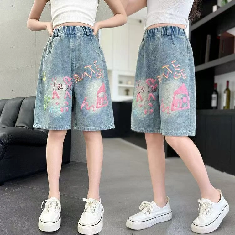女短裤夏季中裤牛仔裤牛仔裤五分裤童装裤子儿童夏天女孩