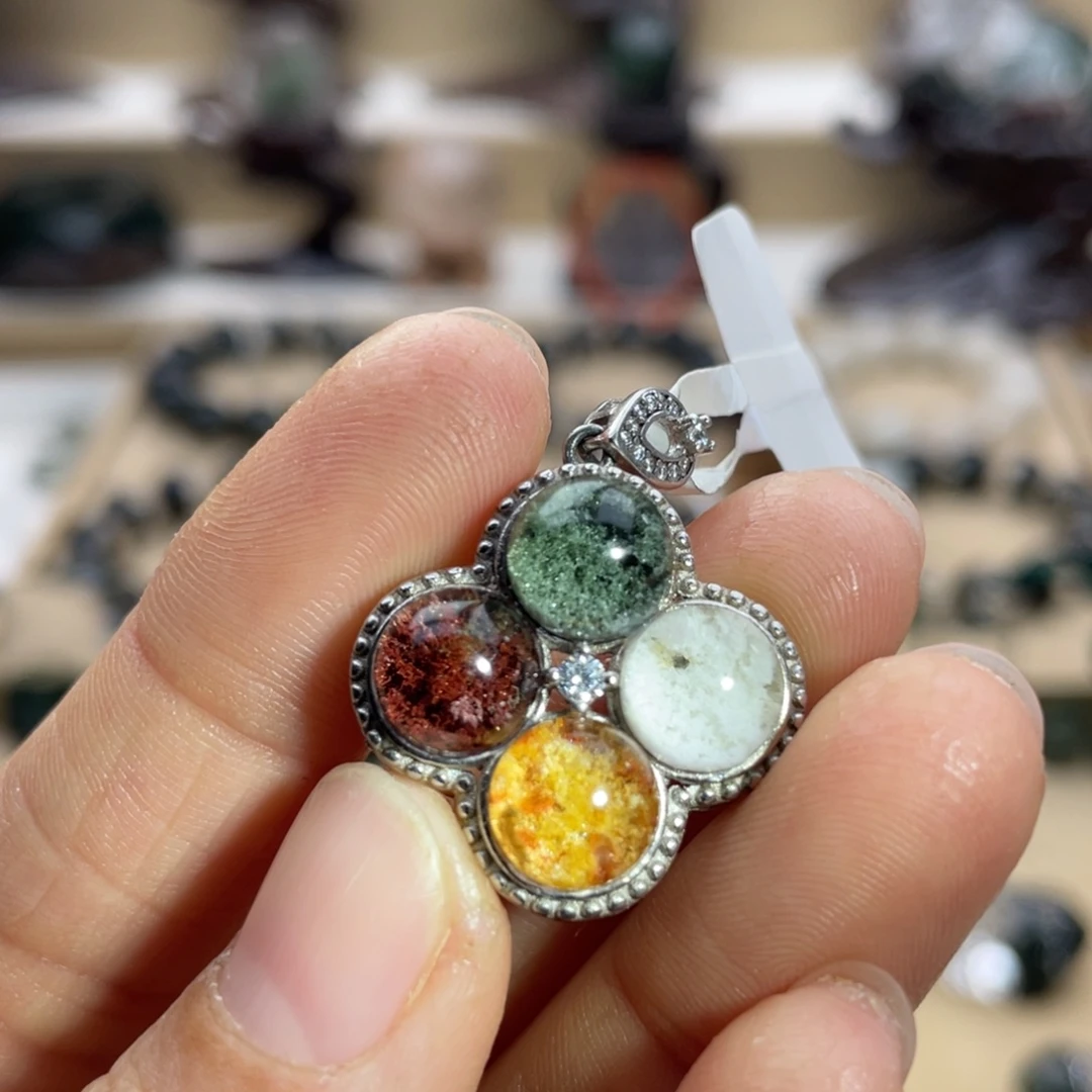 银S925镶嵌水晶颈饰四季幽灵吊坠