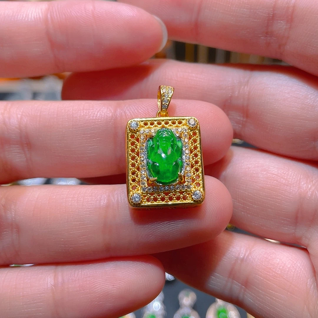 翡翠银S925镶嵌吊坠(不含链)