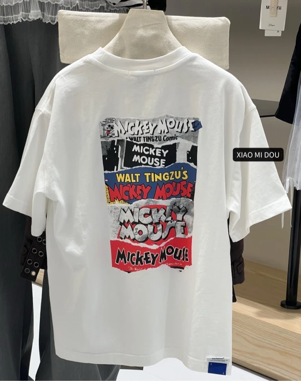 短袖3D印花圆领纯色韩版T恤宽松男女孩夏季