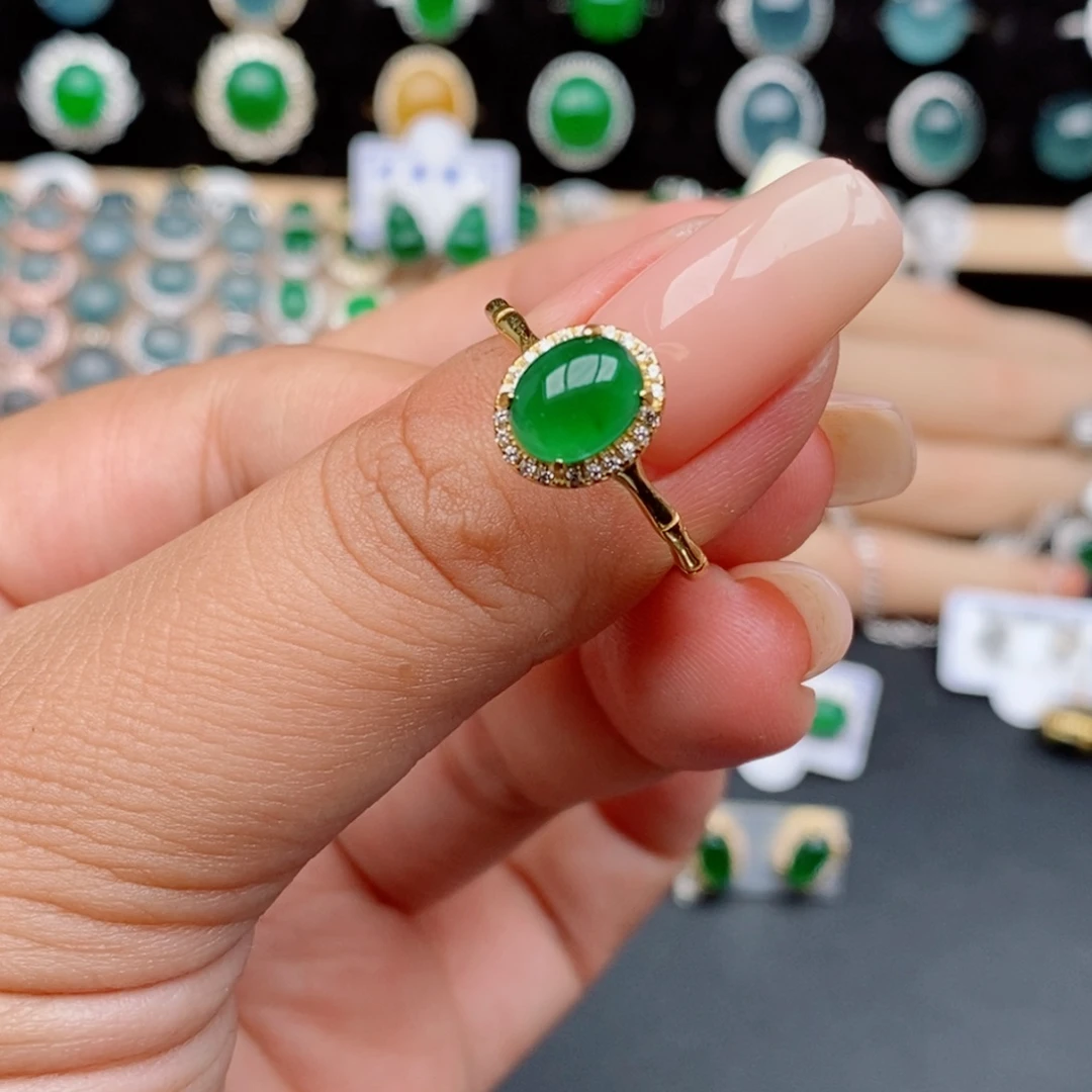 银S925镶嵌戒指翡翠7