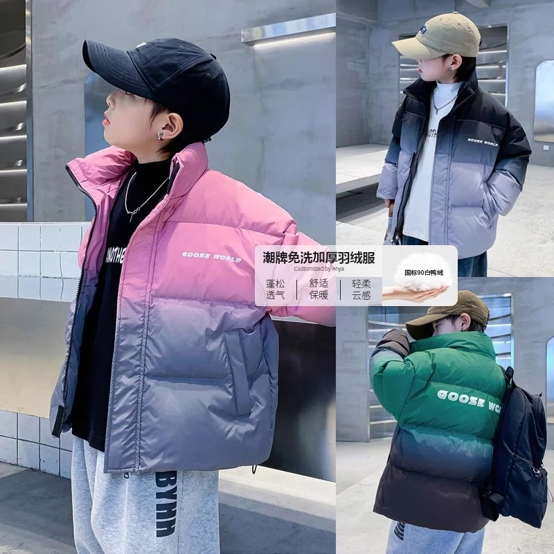 男女童羽绒服2025冬季款儿大童外套男孩超好看红色加厚洋气棉服酷