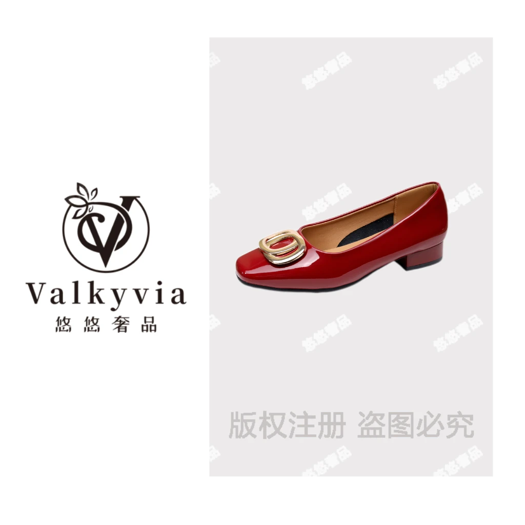【Valkyvia/悠悠奢品】2025新款浅口真皮单鞋方跟25019