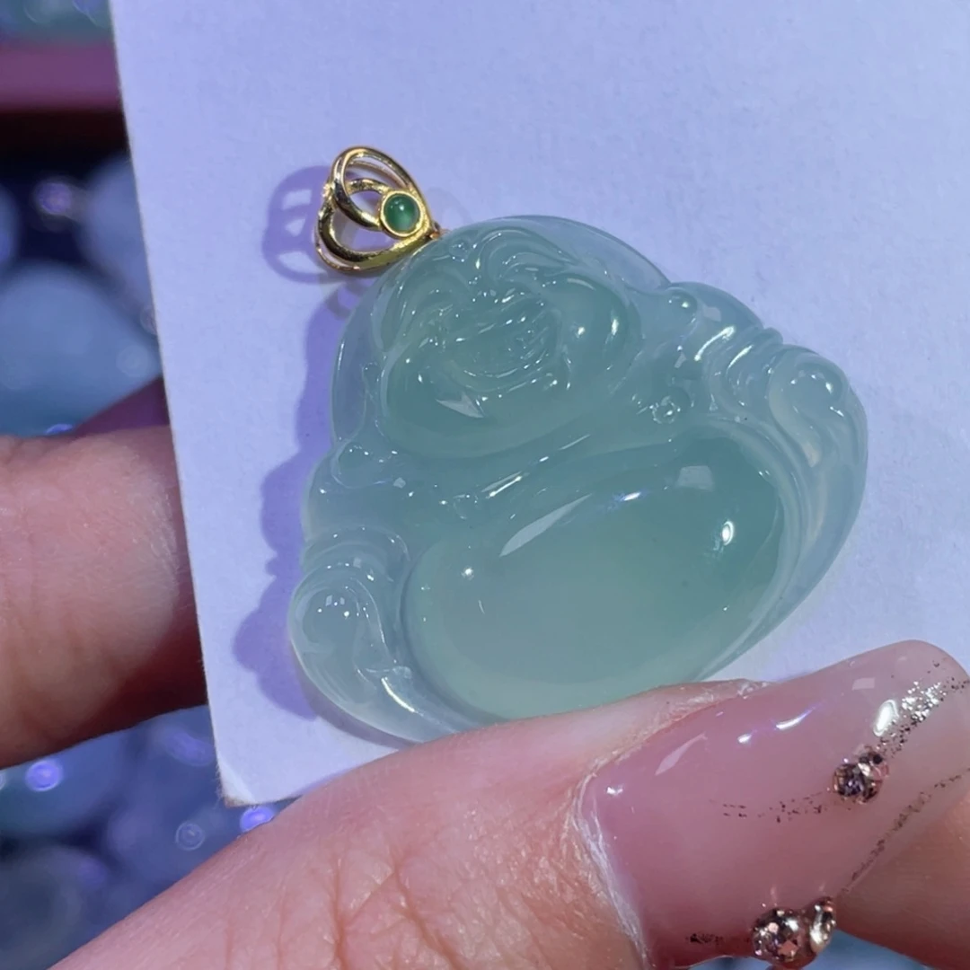 翡翠颈饰18K金镶嵌佛公