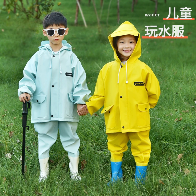 儿童连体雨衣幼儿园沙水服玩水裤雨裤雨靴一体游戏防水衣下水赶海