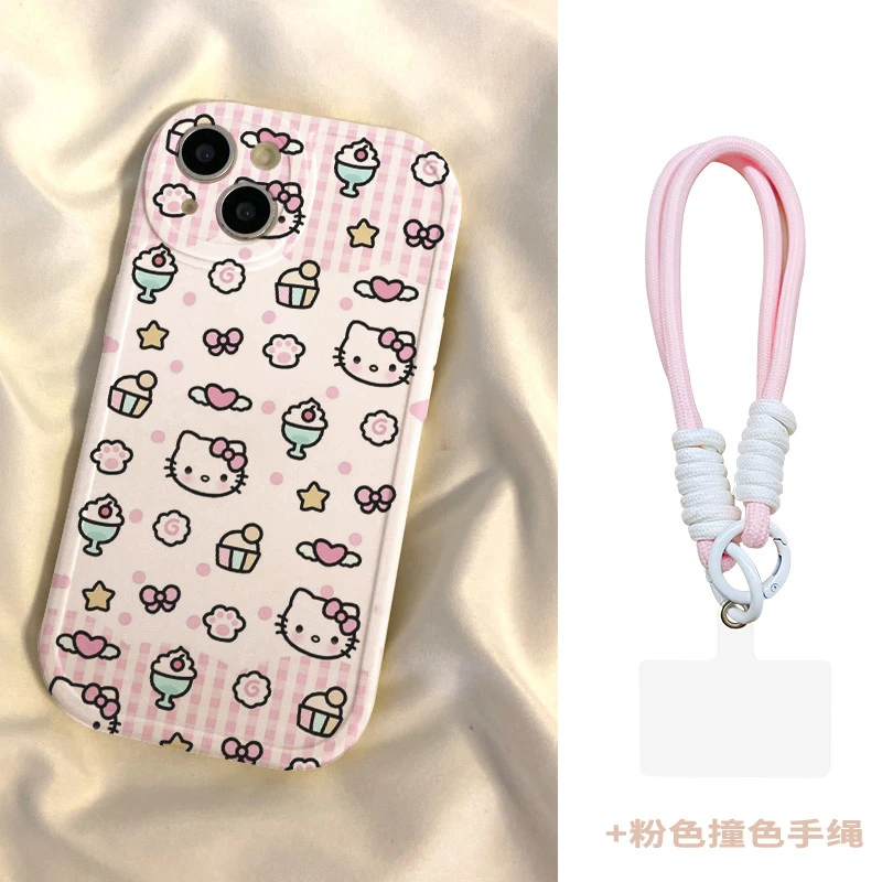 【苹果/华为/荣耀/OPPO/vivo/小米】甜品KT猫大眼凹槽防摔手机壳