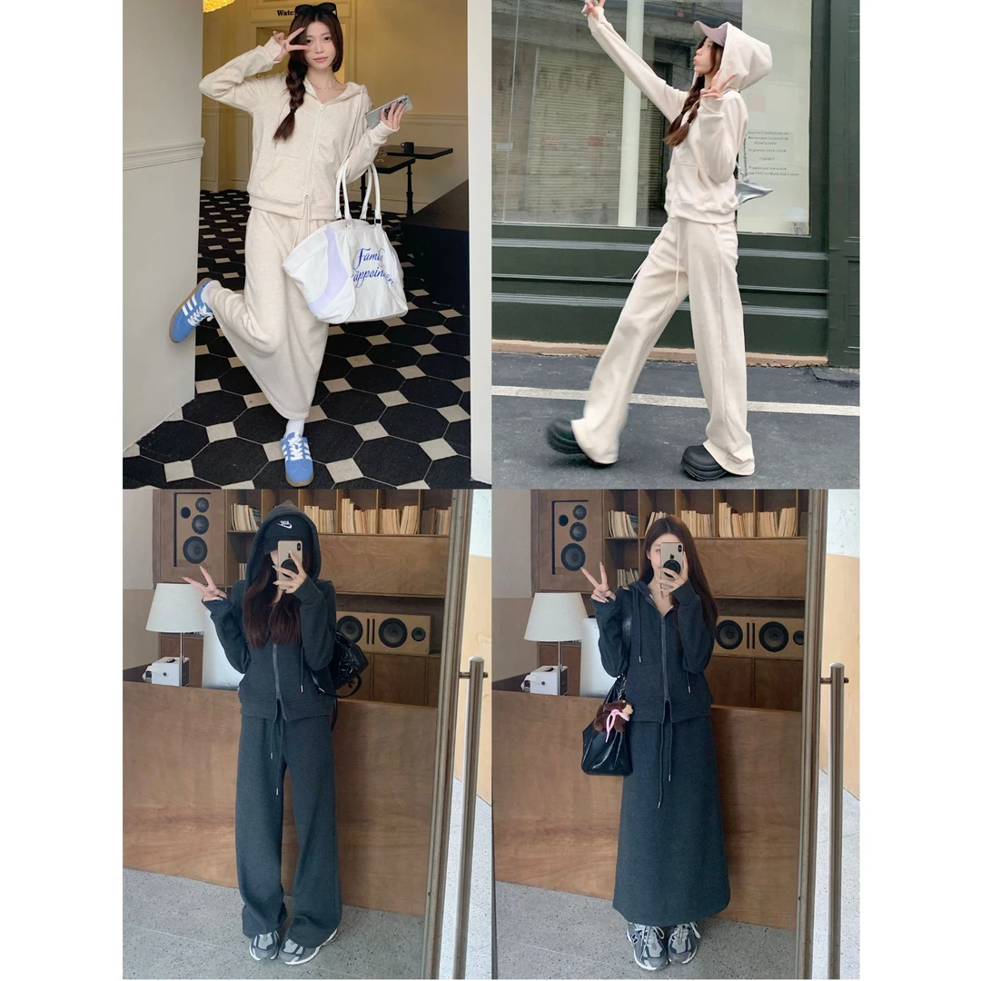 MosesQueen/魔西女王加绒连帽卫衣外套松紧腰阔腿裤半身裙通勤女