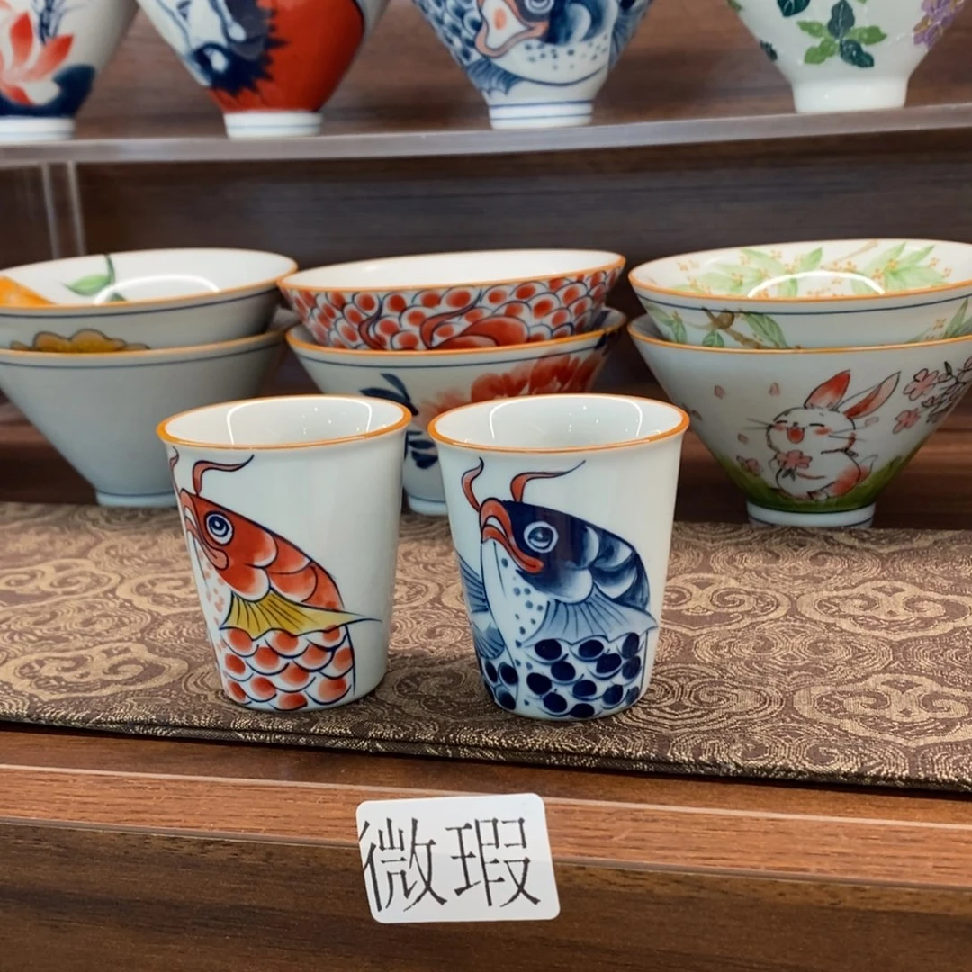 釉下手绘茶具微瑕