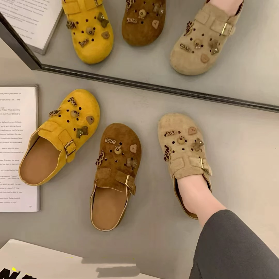 【漫漫家】爆款包头半拖鞋女外穿2025年春季新款一脚蹬德训鞋勃肯鞋
