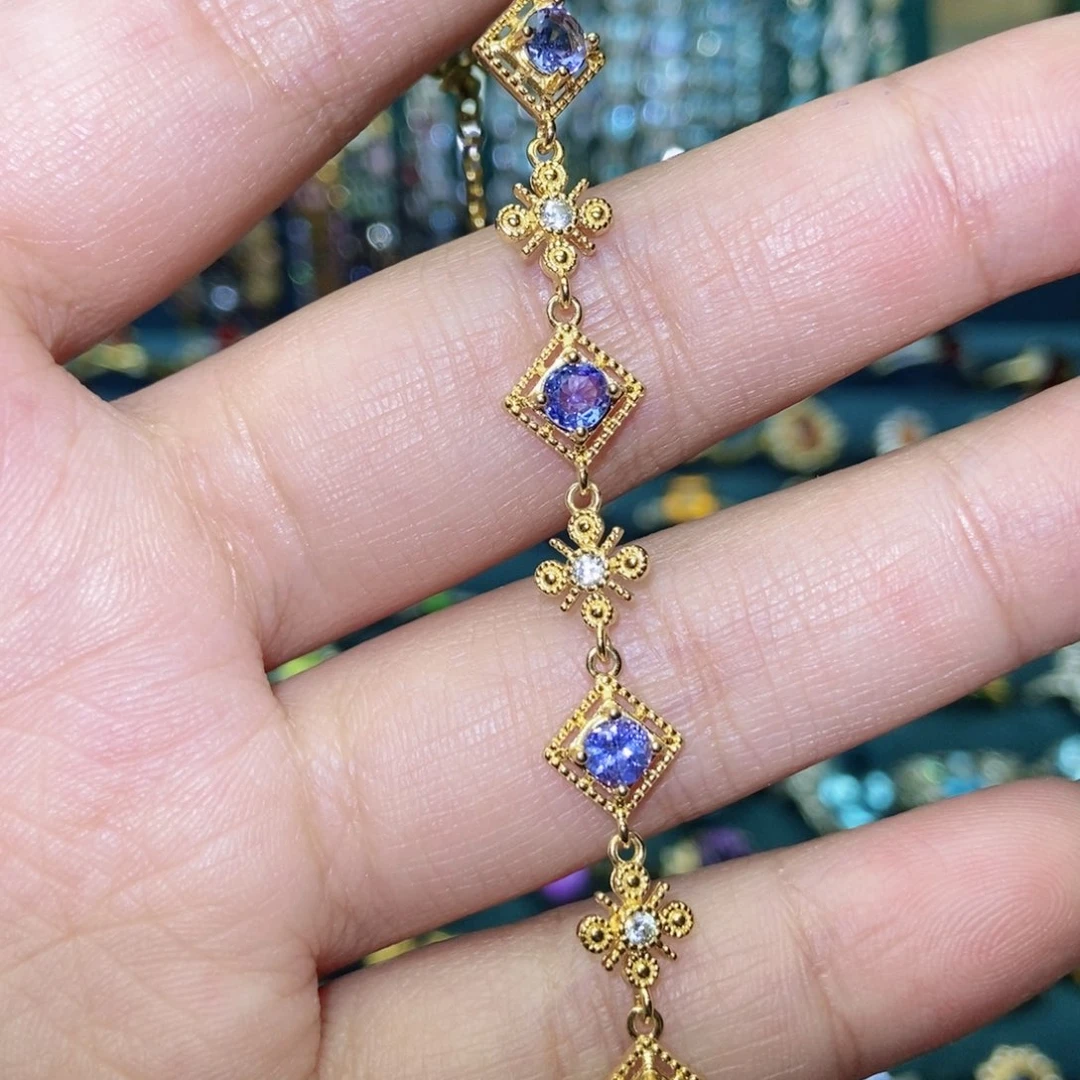 银S925镶嵌坦桑石手链