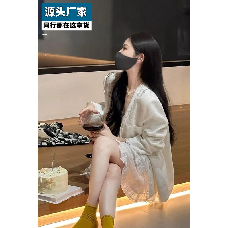 梵乐芬网红洋气时尚套装女春季小香风白色蕾丝西装外套高腰半身裙