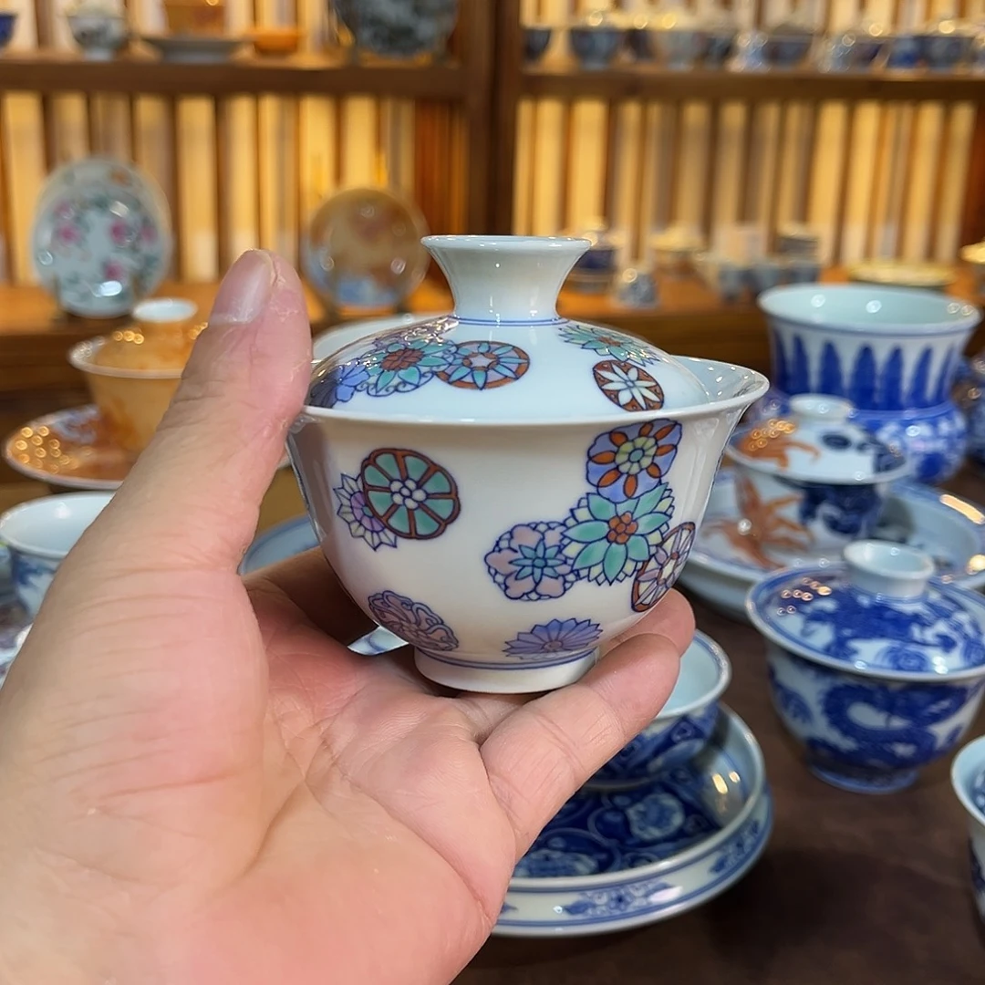 錡镇堂手工手绘盖碗