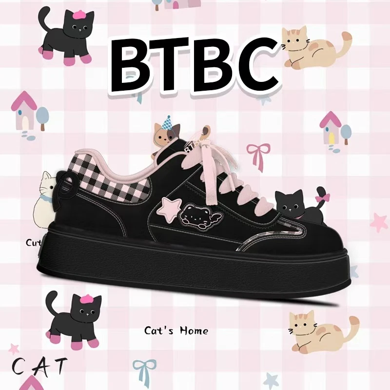 BTBC【个人品牌！厚底猫咪！！2025秋季新品  休闲板鞋德训鞋！】
