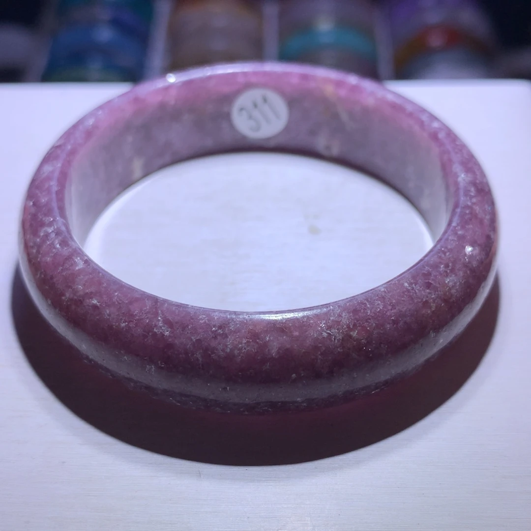 水晶银S925镶嵌手镯紫锂云母57圈311