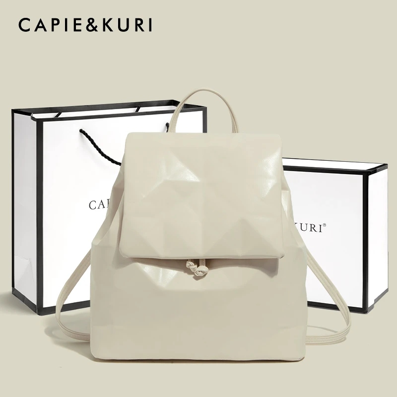 CASPER&KEANU今年流行菱格双肩包女2025新款高级感百搭少女小背包