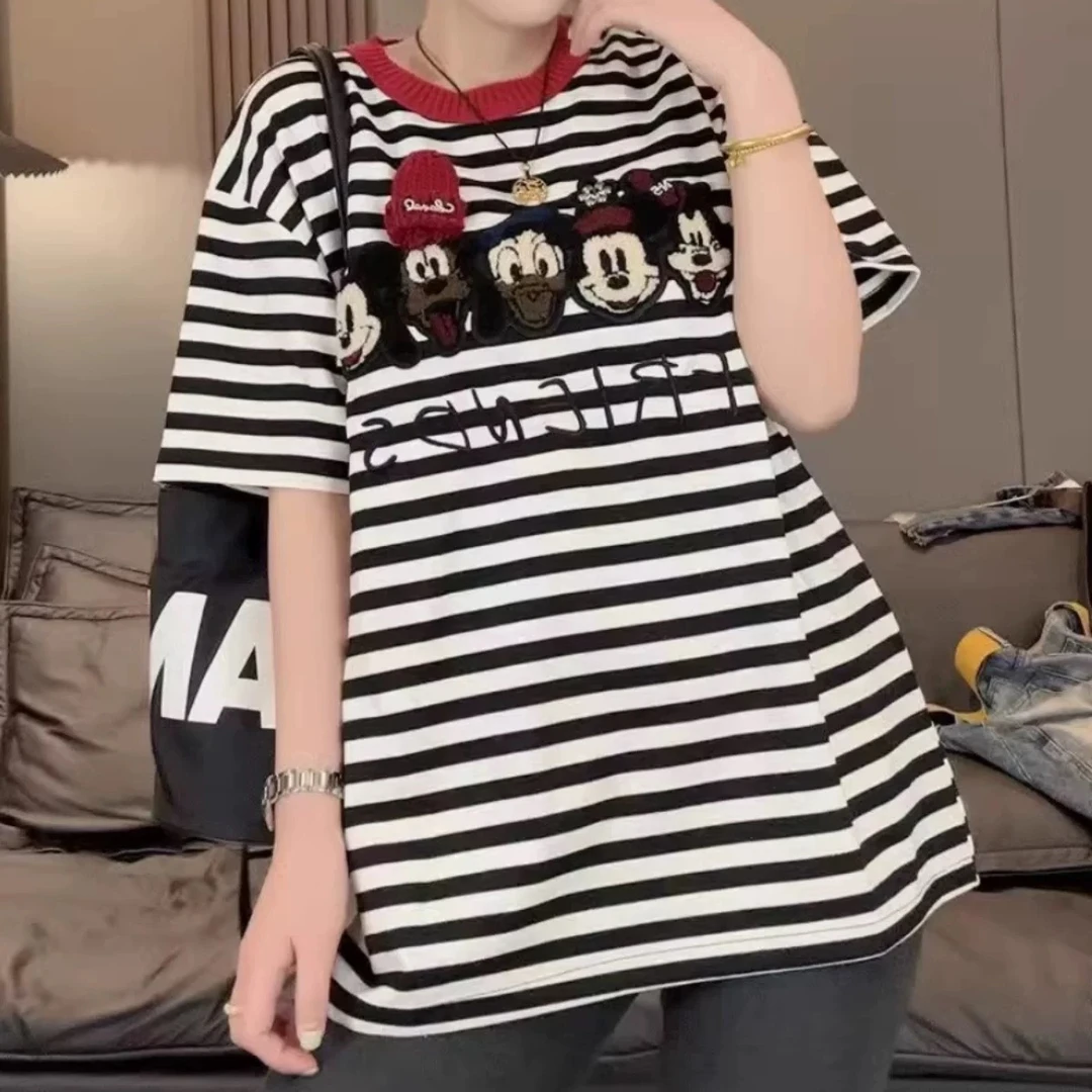 【小红领】圆领卡通图案宽松百搭减龄休闲短袖T恤.Y855