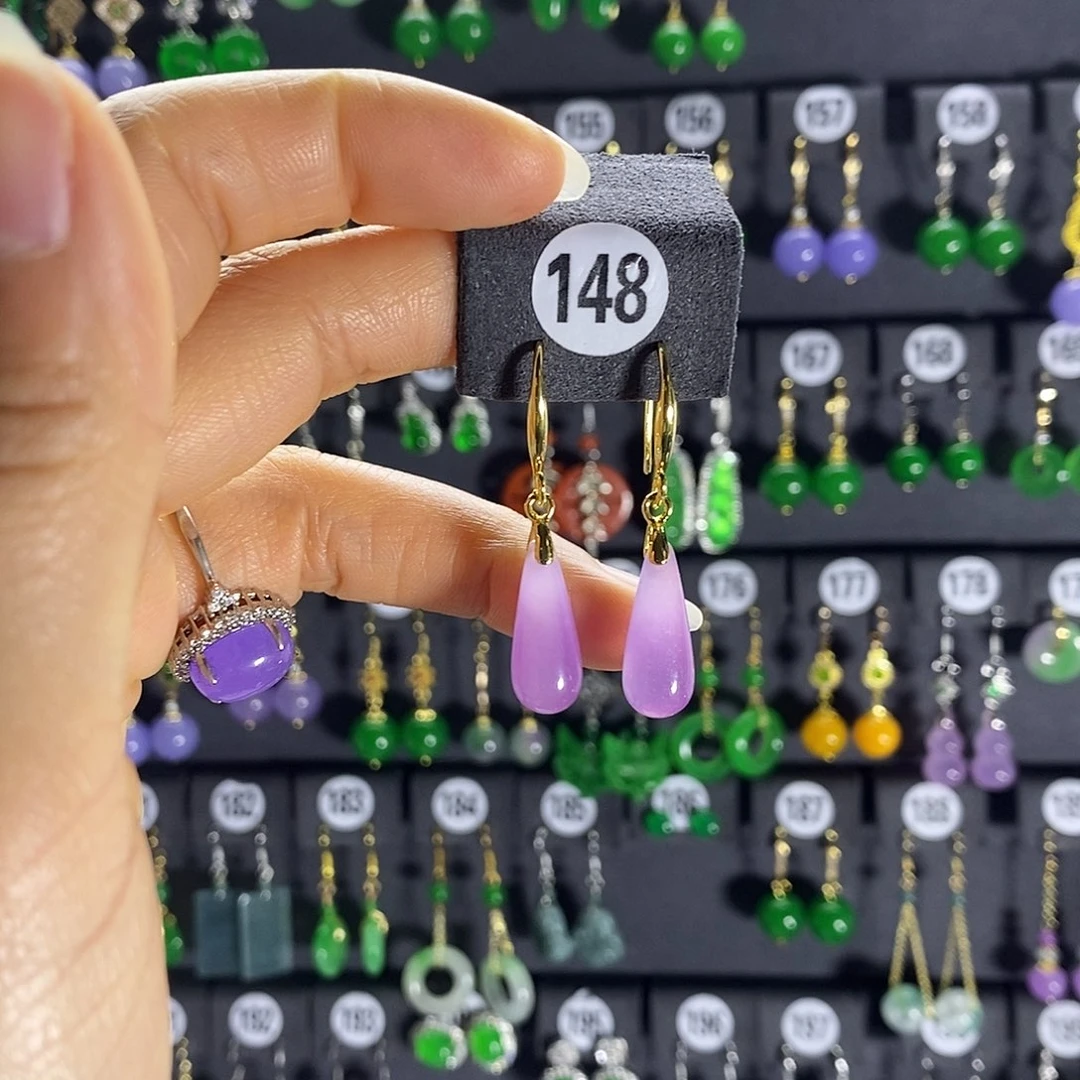 银S925镶嵌翡翠耳饰148