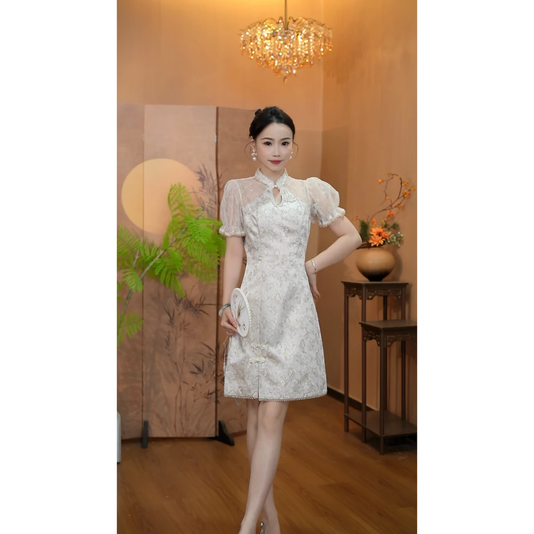 3773【阳光明媚】黑色新中式连衣裙高级感显瘦气质装夏季裙子