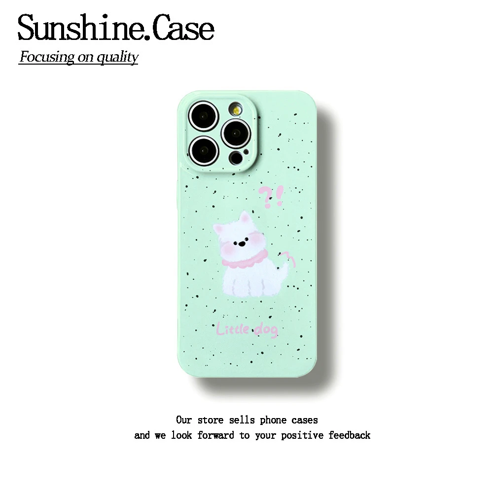 【番茄case专属】绿底小狗软壳适用苹果oppo华为vivo手机壳防摔