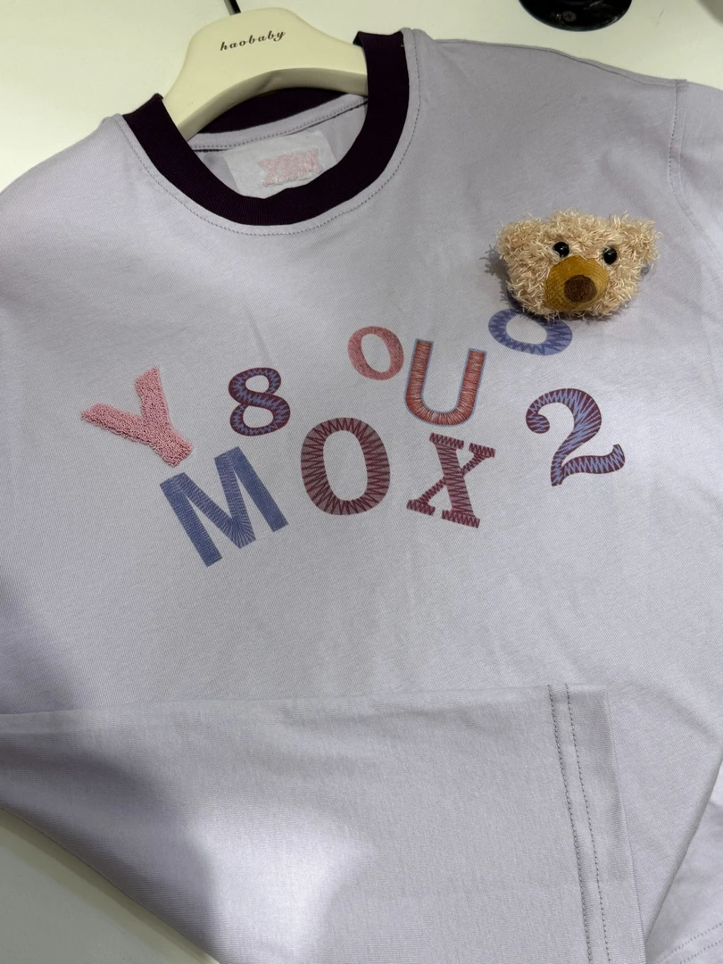 【haobaby】夏款立体小熊玩偶字母T恤5106