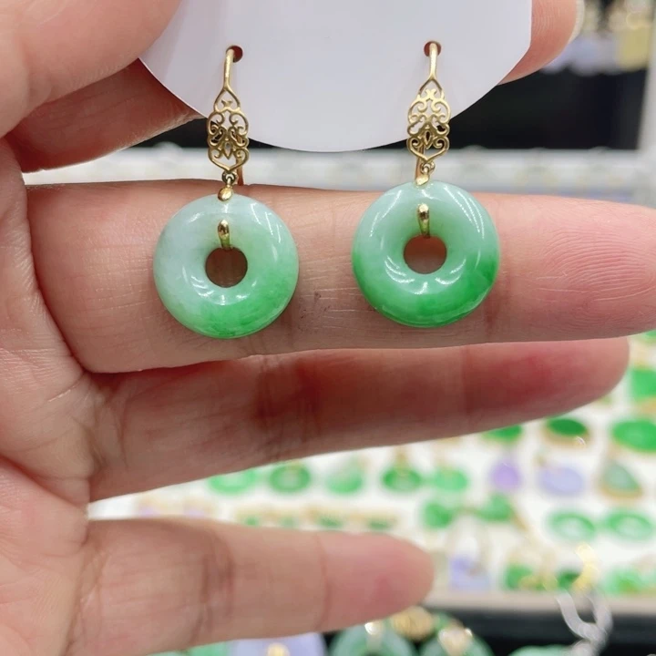 翡翠18K金镶嵌耳饰