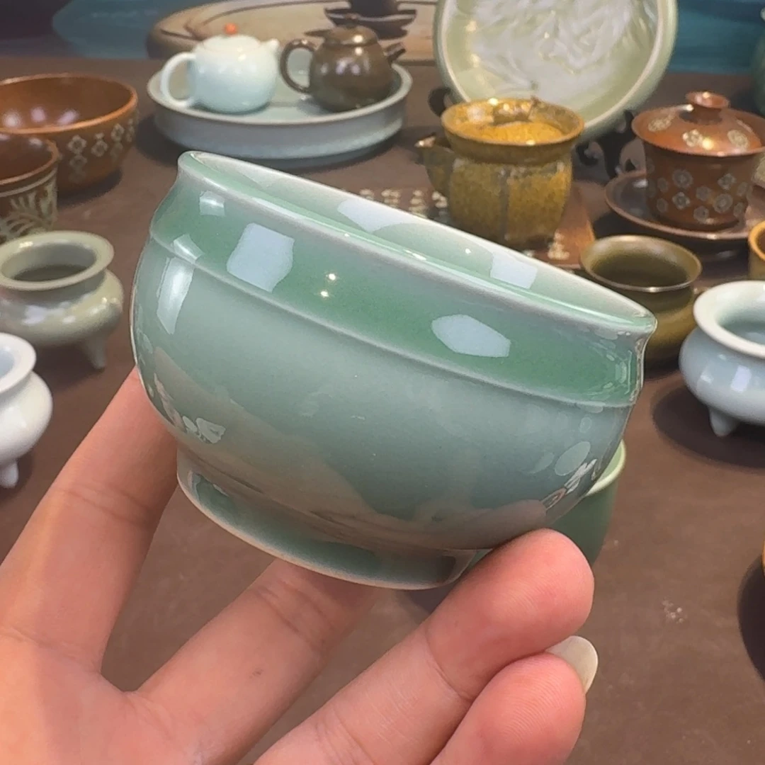 杯阿*龙泉青瓷茶具微瑕