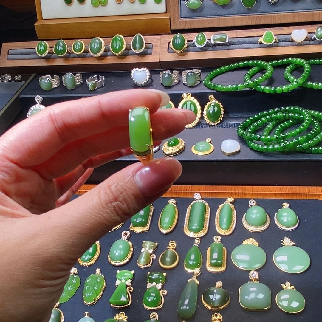 -***-和田玉（碧玉）18K金镶嵌戒指