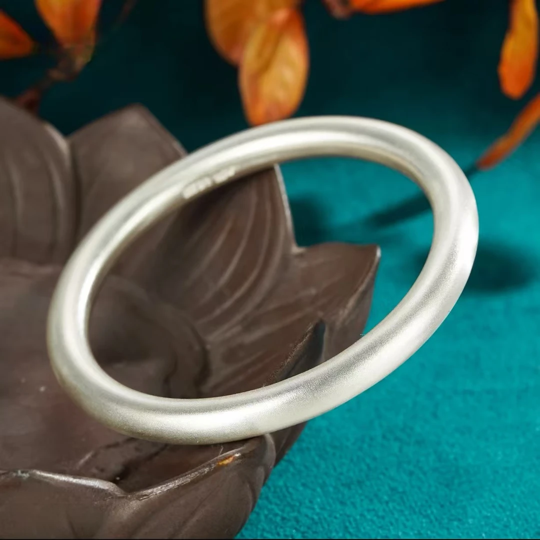 足银银制品 足银999纯手工素圈古法手镯（纯手工定制不支持退款）