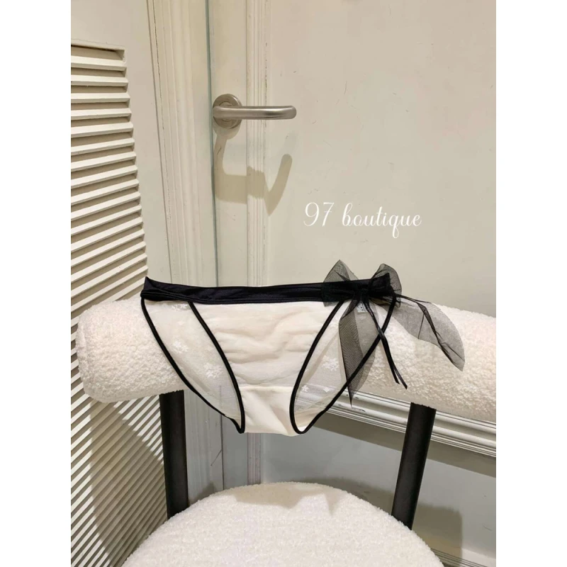 蕾丝网纱蝴蝶结内裤女士三角包臀