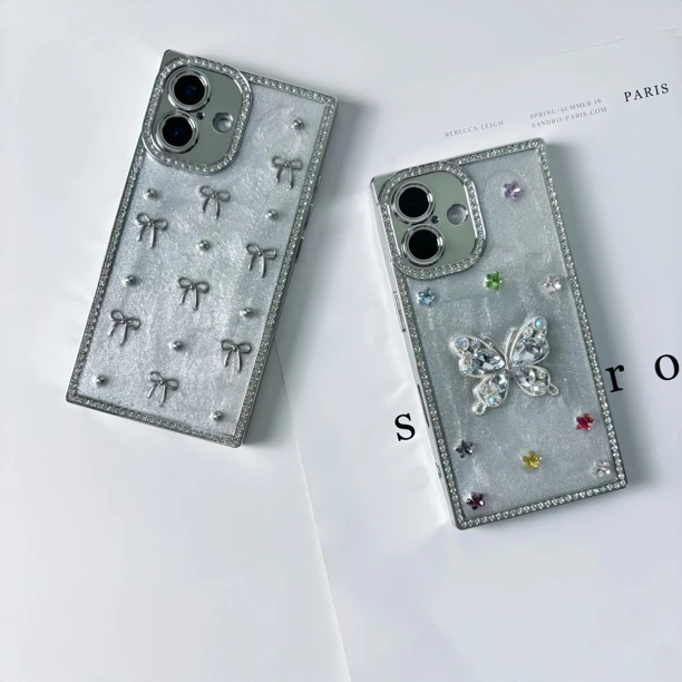 轻奢蝴蝶水钻手机壳适用于苹果16防摔高级感15/14设计ins13创意