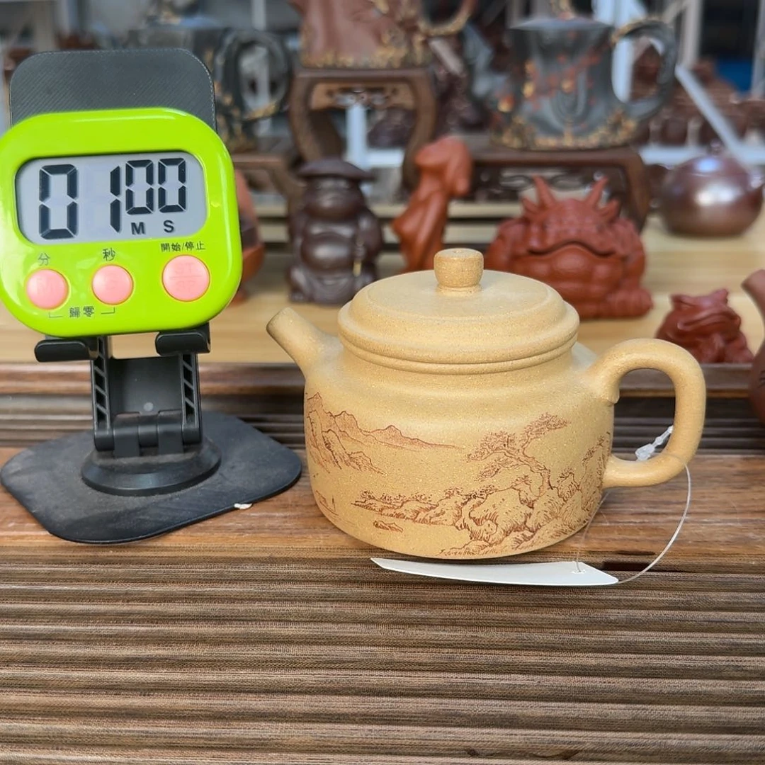 觉***下茶壶紫砂黄龙山原矿墨绿泥