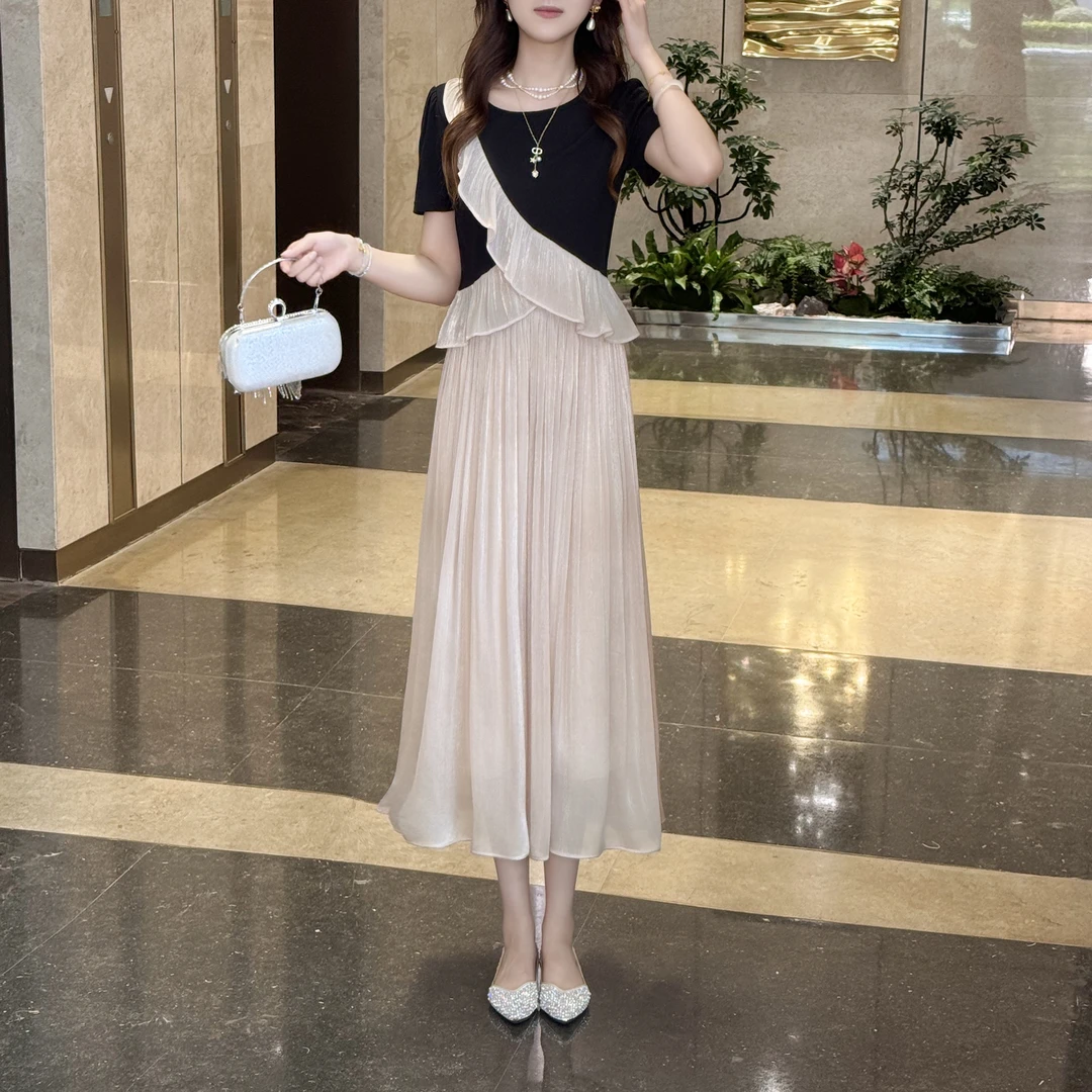 蔡小姐【上衣+裤子】夏季凉爽两件套琉璃冰丝垂感宽松显瘦设计感裙