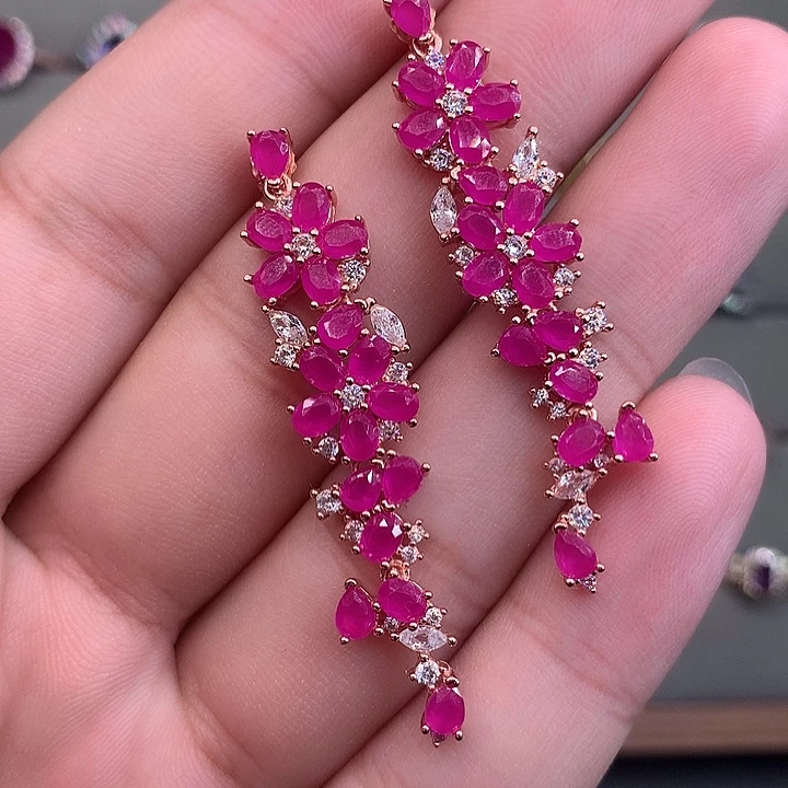 耳饰红宝石银S925镶嵌