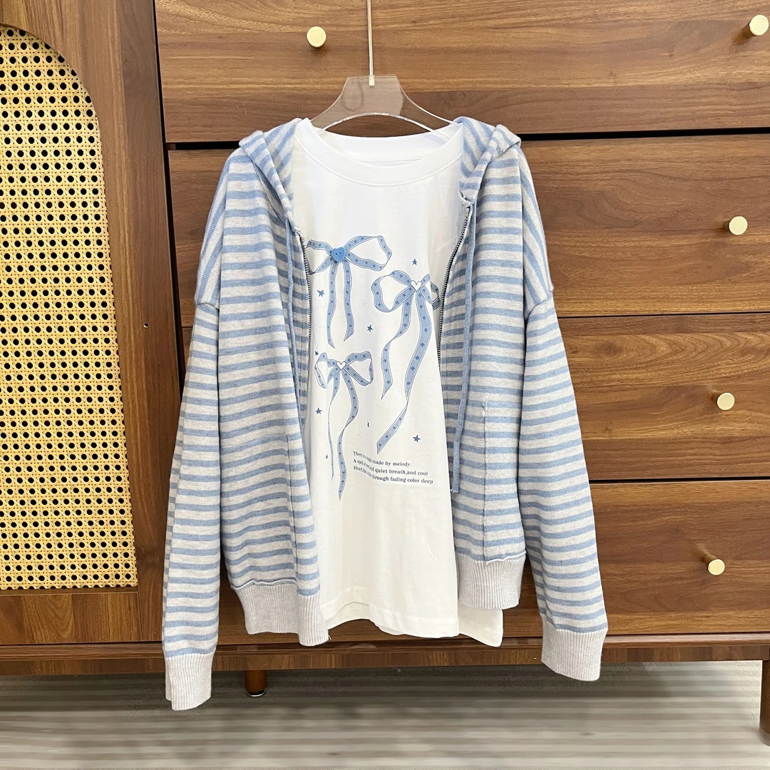 女童针织毛衣2025秋季新款儿童休闲连帽外套大童女孩秋款开衫上衣