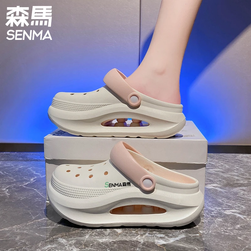 森马洞洞鞋女2025新款夏季外穿防滑耐磨包头拖鞋厚底增高沙滩凉鞋