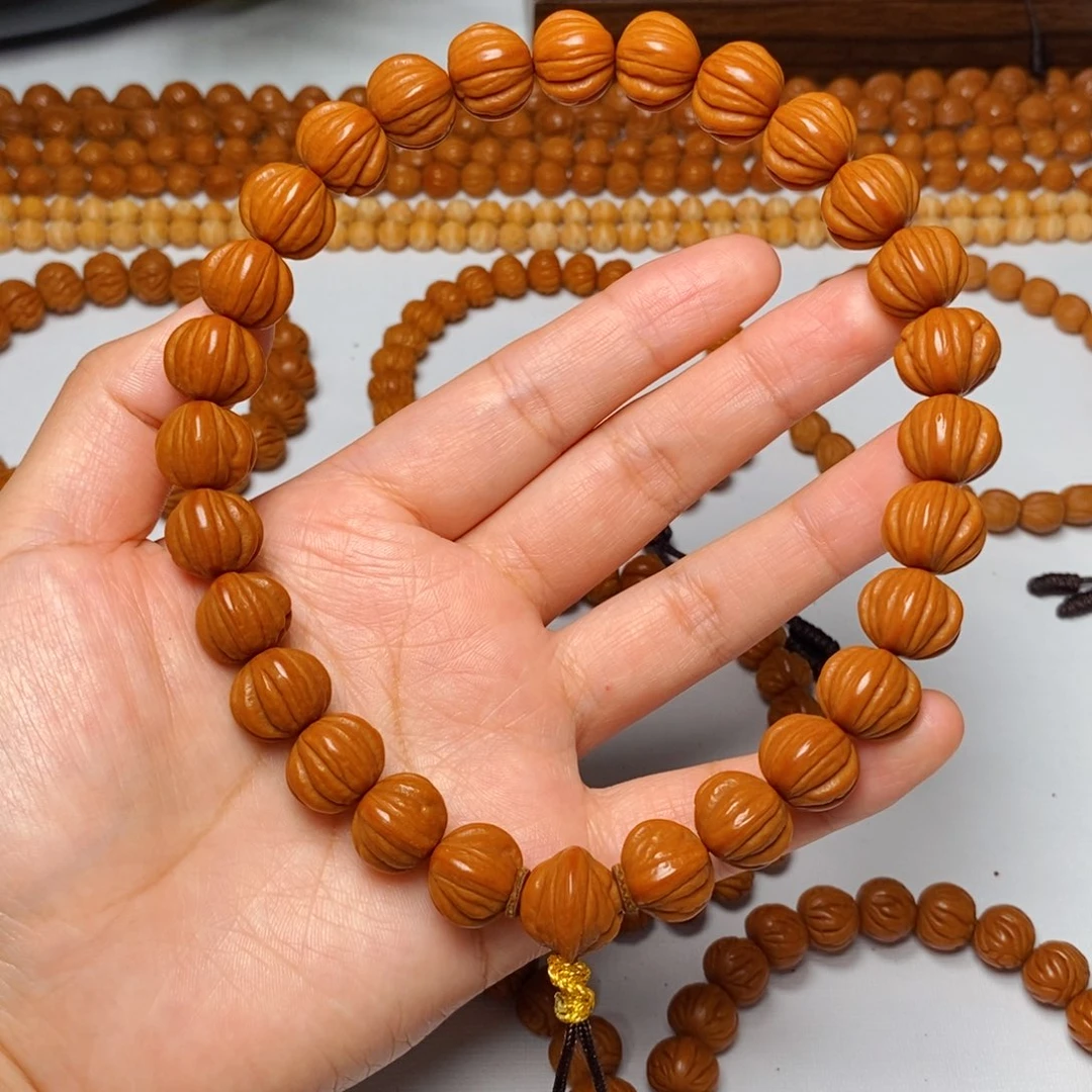 桃核手串13mm野生通天纹8棱27颗手持
