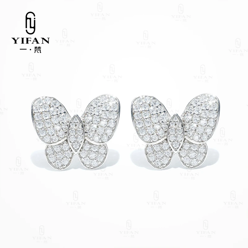 925银合成锆石耳饰 3179-设计师款满钻时尚镶嵌潮流蝴蝶耳