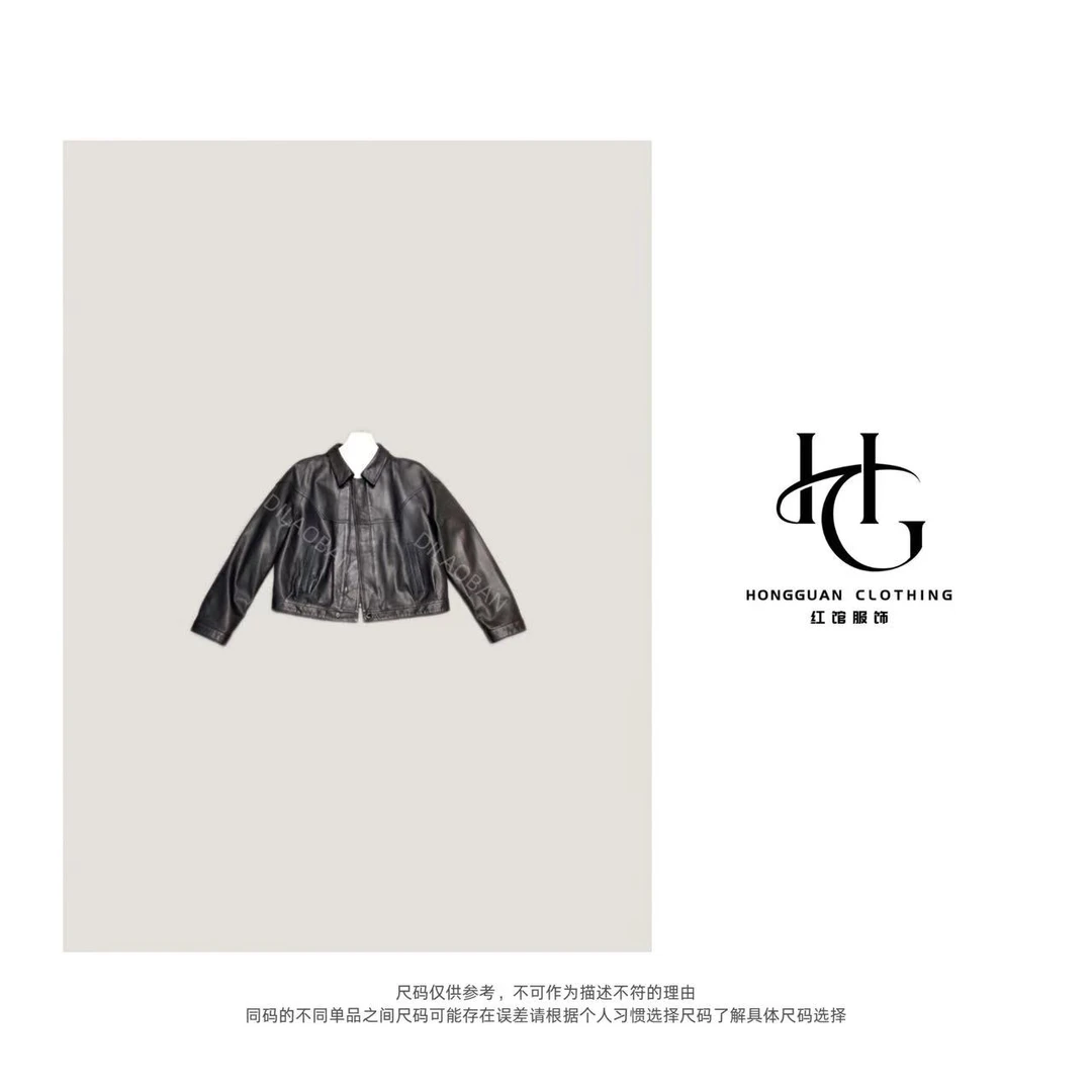 H·G【夜巴黎】2585  新款时尚百搭休闲翻领短款皮衣精品