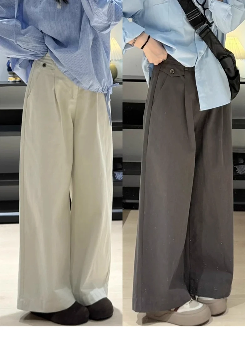 梨型身材裤子宽松bf慵懒风阔腿裤2025秋冬新款女大码直筒休闲裤