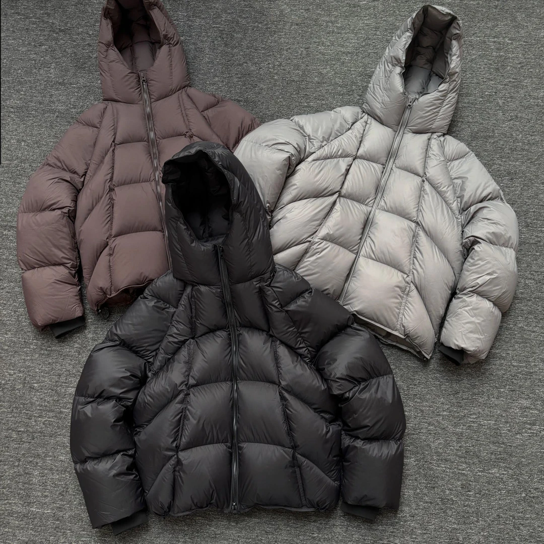 【AX高领连帽极简泡芙羽绒】冬季新款男90白鸭绒无胆穿刺高充绒外套